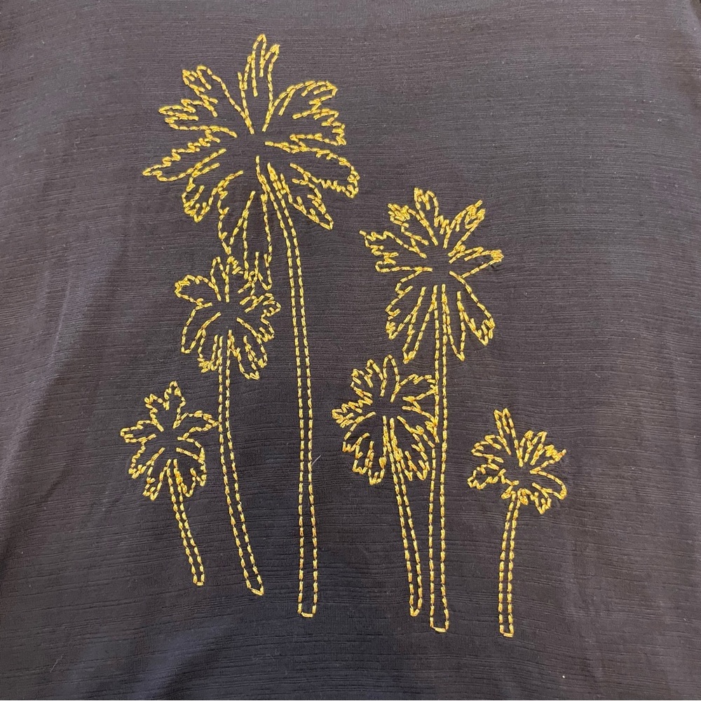 Anthropologie navy tank with gold threaded palm trees. Size S. W5 brand. - Picture 4 of 5